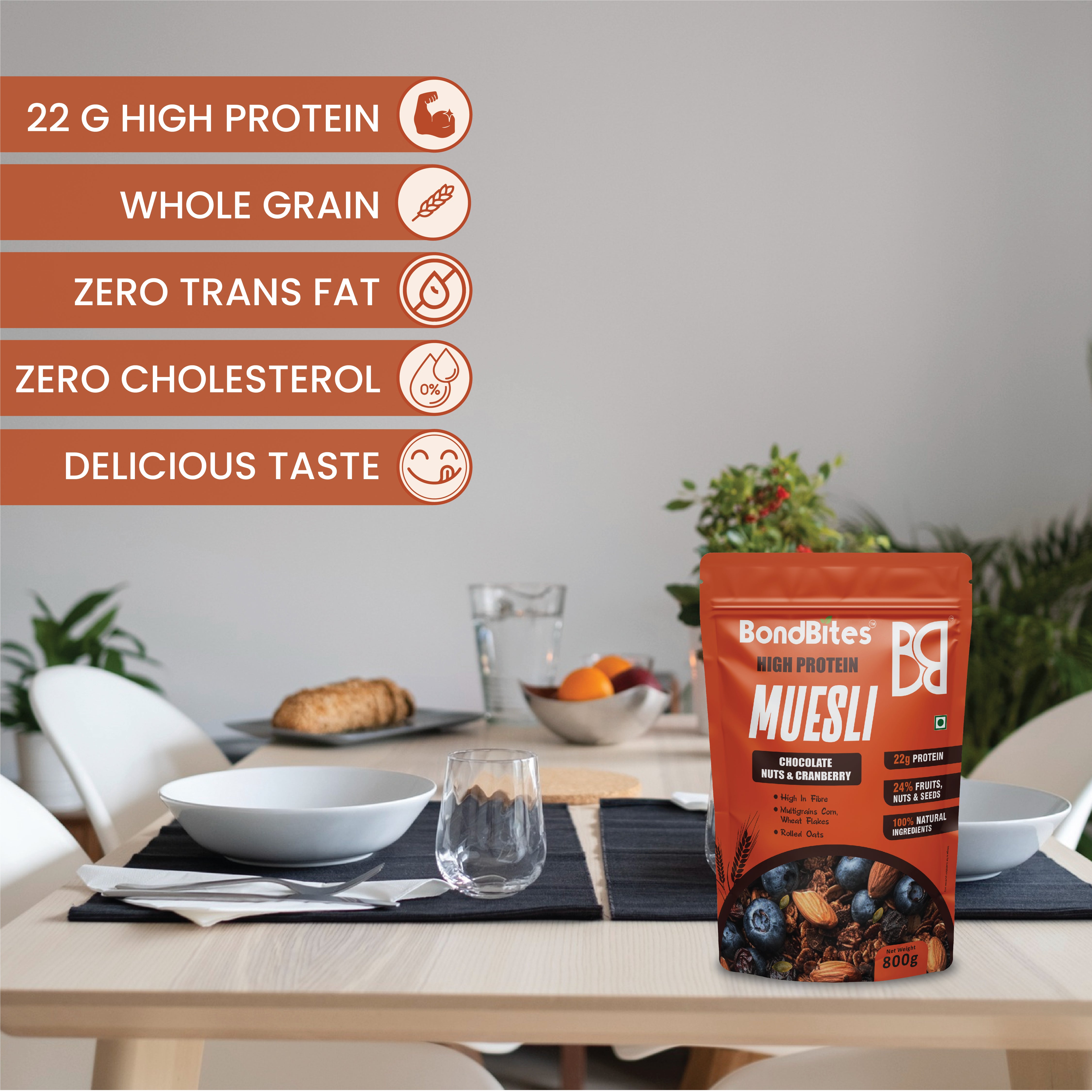 High Protein Muesli – Chocolate, Nuts & Cranberry
